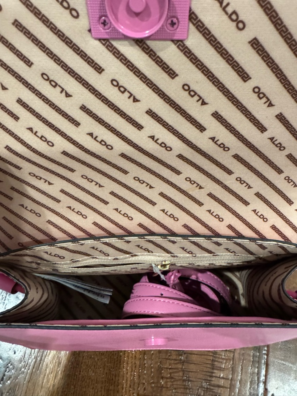 ALDO Pink Braided-Handle Top-Handle Satchel w/Crossbody Strap removable option! - Picture 6 of 9